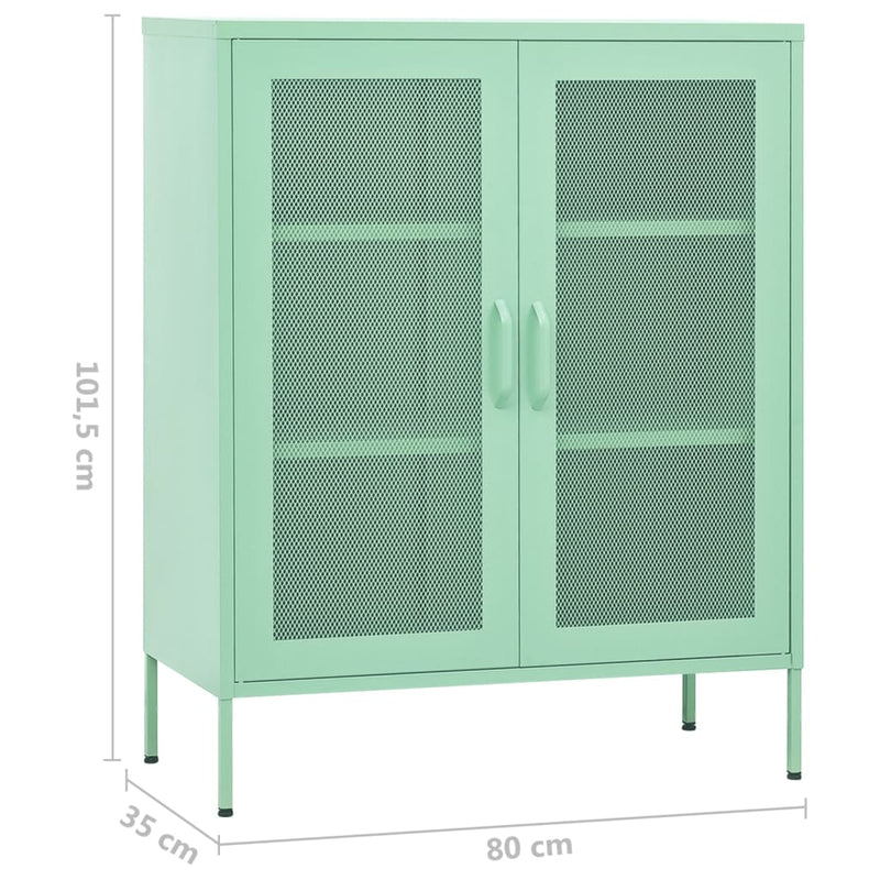 vidaXL mentazöld acél tárolószekrény 80 x 35 x 101,5 cm