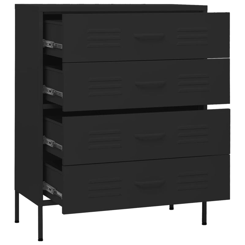vidaXL fekete acél fiókos szekrény 80 x 35 x 101,5 cm