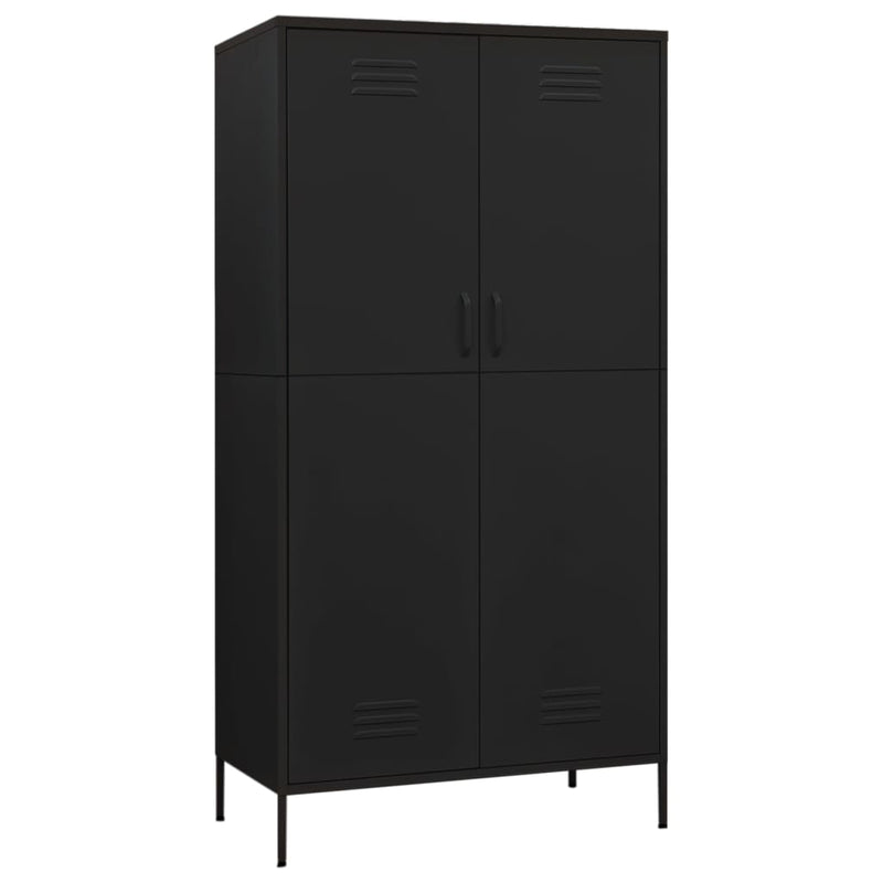 vidaXL fekete acél ruhásszekrény 90 x 50 x 180 cm