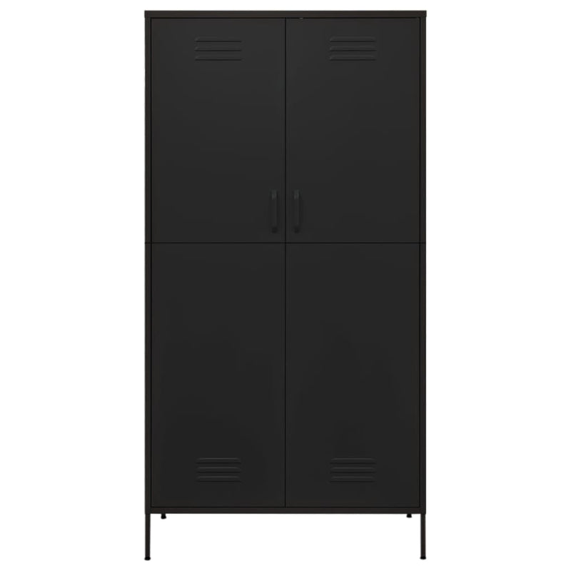 vidaXL fekete acél ruhásszekrény 90 x 50 x 180 cm