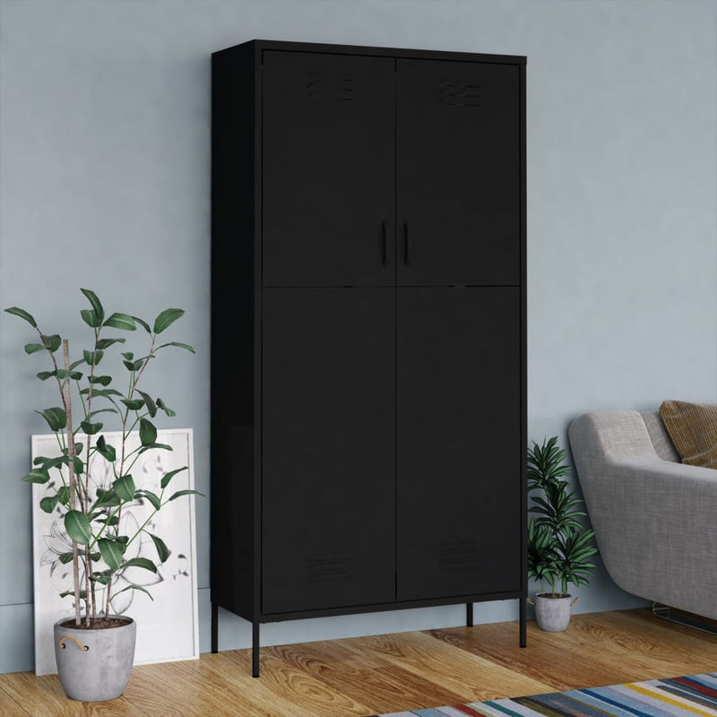 vidaXL fekete acél ruhásszekrény 90 x 50 x 180 cm