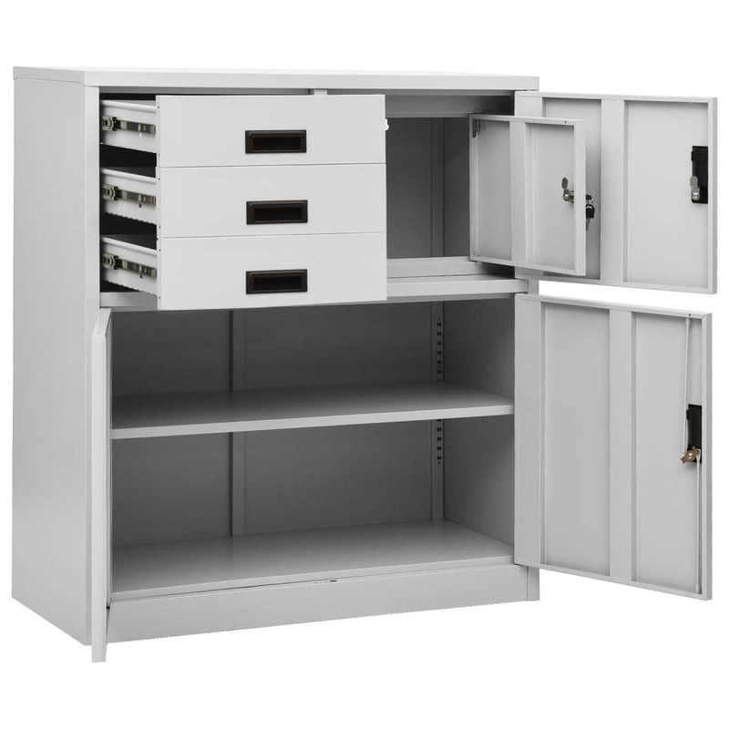 vidaXL világosszürke acél irodai szekrény 90 x 40 x 102 cm