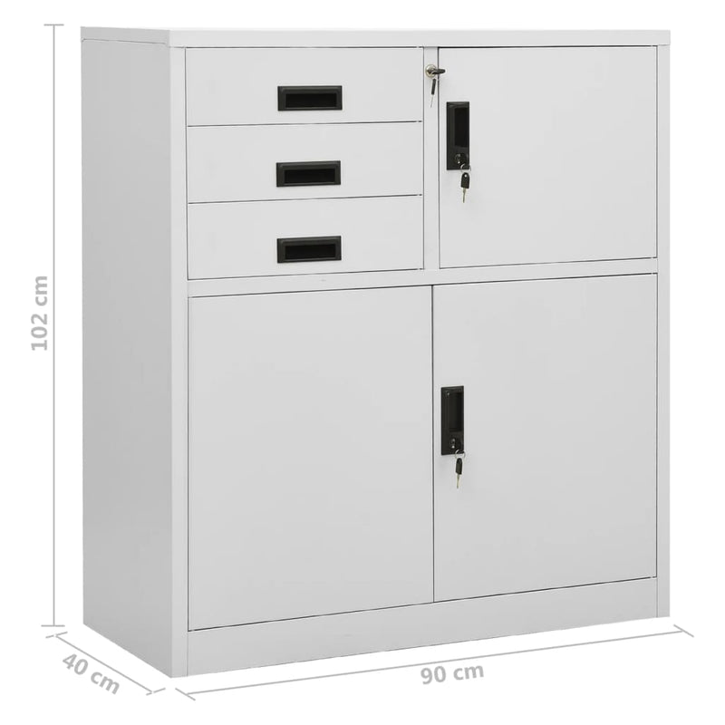 vidaXL világosszürke acél irodai szekrény 90 x 40 x 102 cm