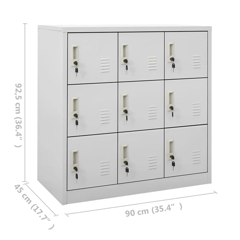 vidaXL világosszürke acél zárható szekrény 90 x 45 x 92,5 cm