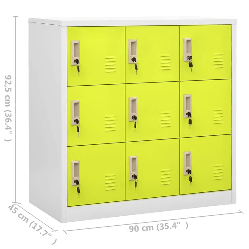 vidaXL világosszürke és zöld acél zárható szekrény 90 x 45 x 92,5 cm