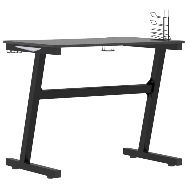 vidaXL fekete LED-es Z-lábú gamer asztal 90 x 60 x 75 cm