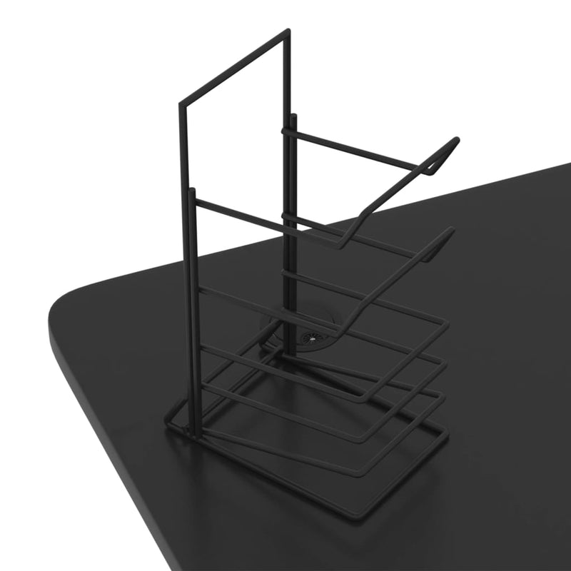 vidaXL fekete LED-es Z-lábú gamer asztal 90 x 60 x 75 cm