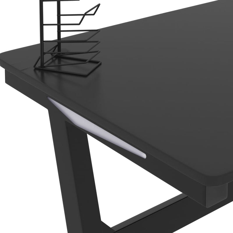 vidaXL fekete LED-es Z-lábú gamer asztal 90 x 60 x 75 cm