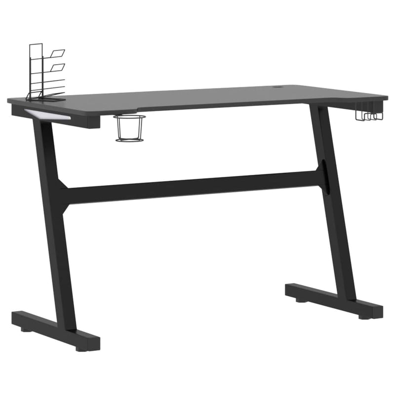 vidaXL fekete Z-lábú LED-es gamer asztal 110 x 60 x 75 cm