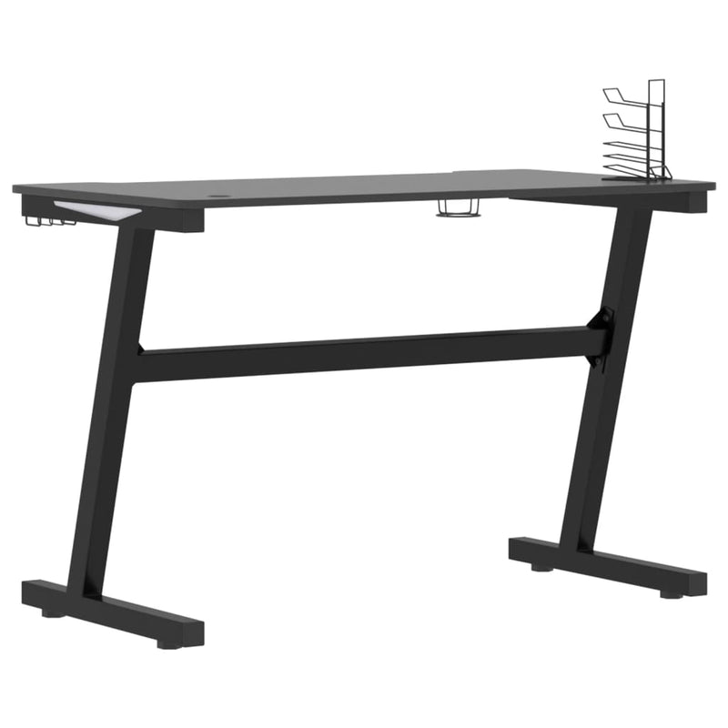 vidaXL fekete Z-lábú LED-es gamer asztal 110 x 60 x 75 cm