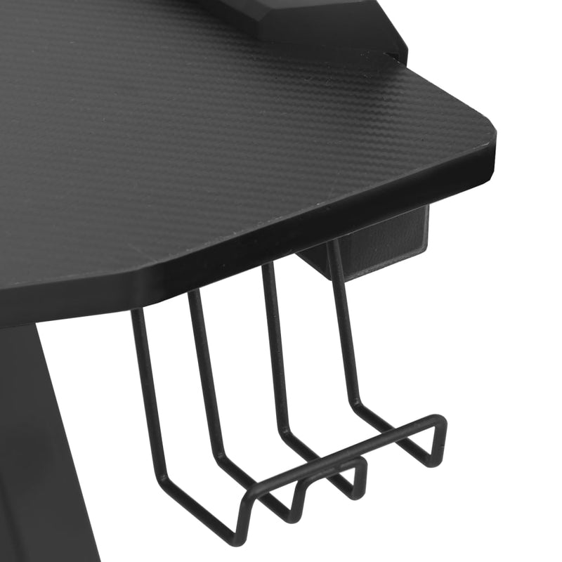vidaXL fekete Y-lábú LED-es gamer asztal 110 x 60 x 75 cm