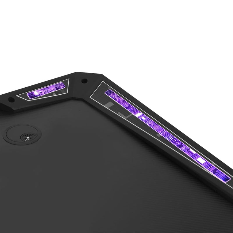 vidaXL fekete Y-lábú LED-es gamer asztal 110 x 60 x 75 cm