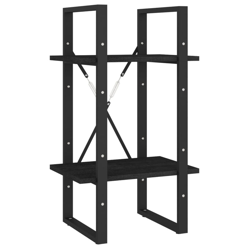 vidaXL kétszintes fekete tömör fenyőfa könyvszekrény 40 x 30 x 70 cm