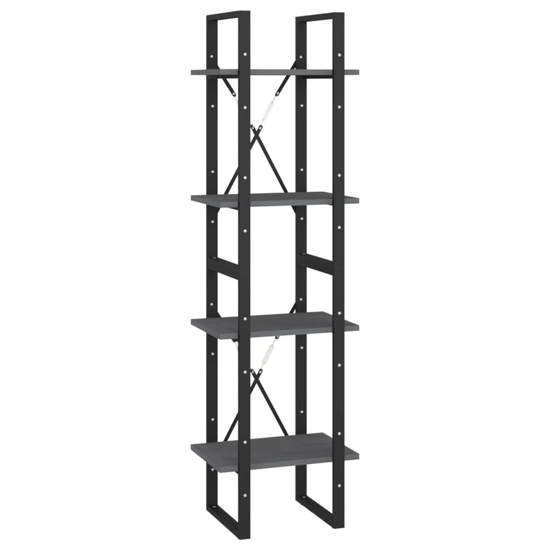 vidaXL négyszintes szürke tömör fenyőfa könyvszekrény 40 x 30 x 140 cm