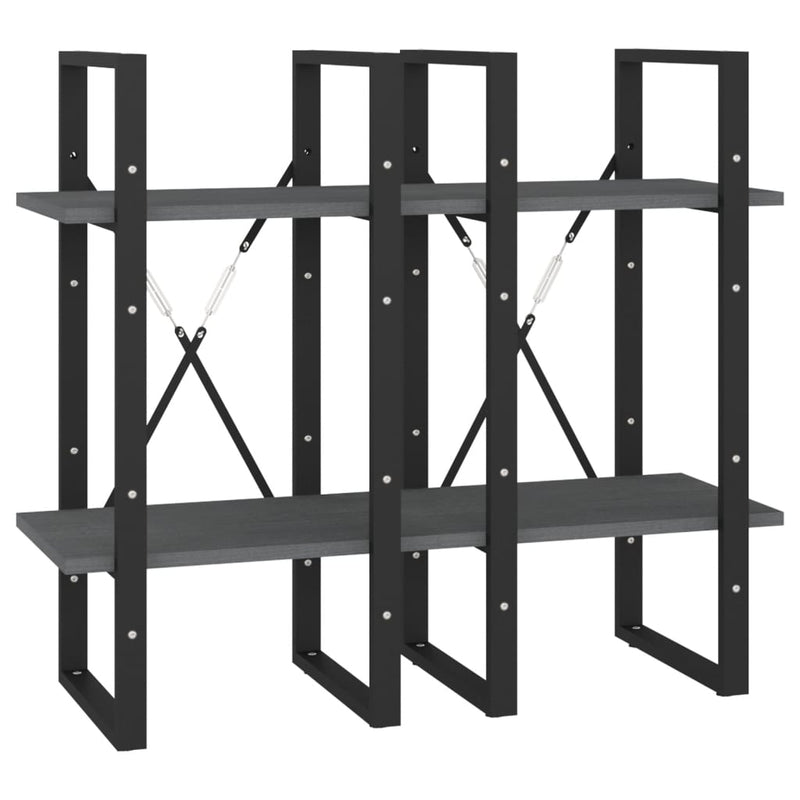vidaXL négyszintes szürke tömör fenyőfa könyvszekrény 40 x 30 x 140 cm