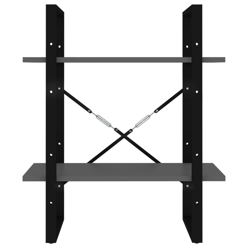 vidaXL kétszintes szürke szerelt fa könyvszekrény 60 x 30 x 70 cm