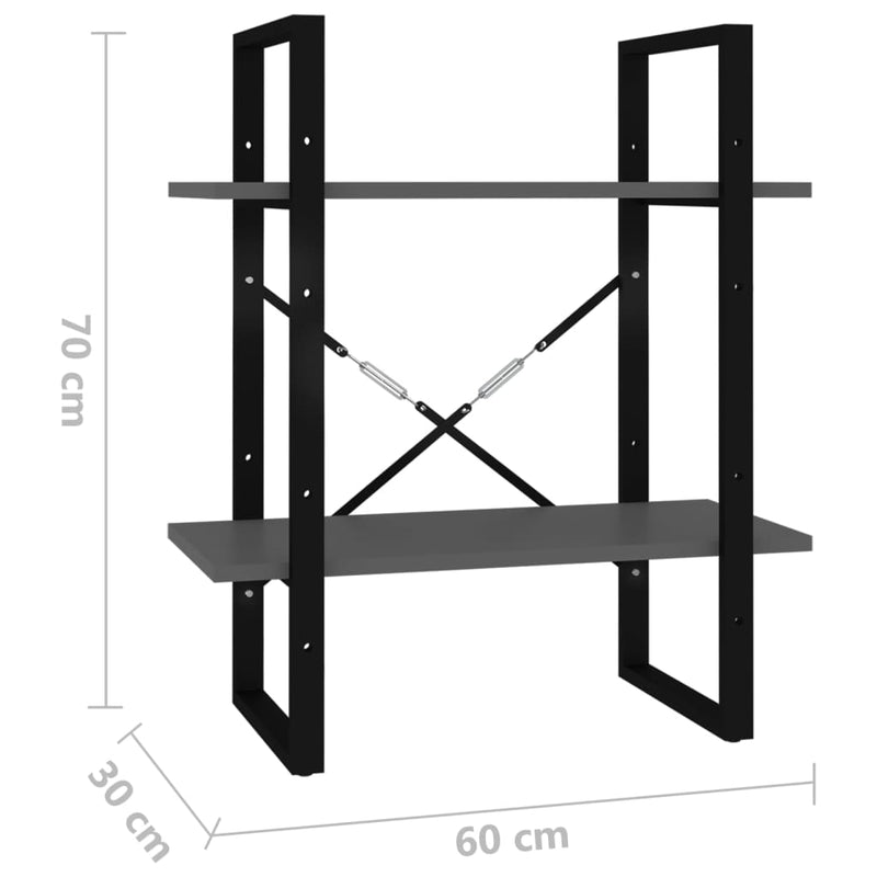 vidaXL kétszintes szürke szerelt fa könyvszekrény 60 x 30 x 70 cm