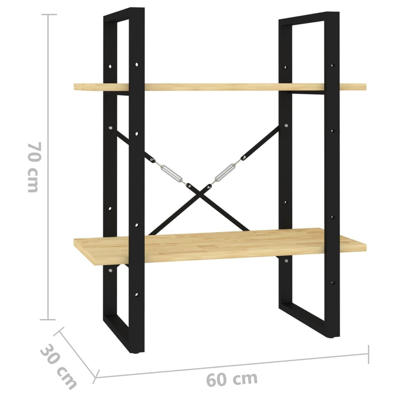 vidaXL kétszintes tömör fenyőfa könyvszekrény 60 x 30 x 70 cm