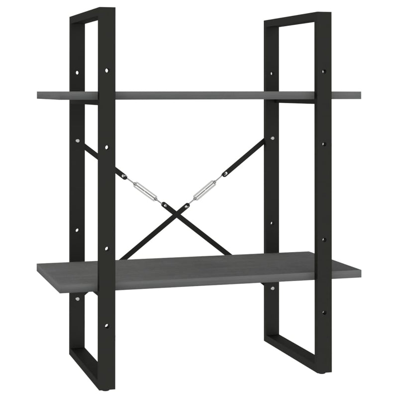 vidaXL kétszintes szürke tömör fenyőfa könyvszekrény 60 x 30 x 70 cm
