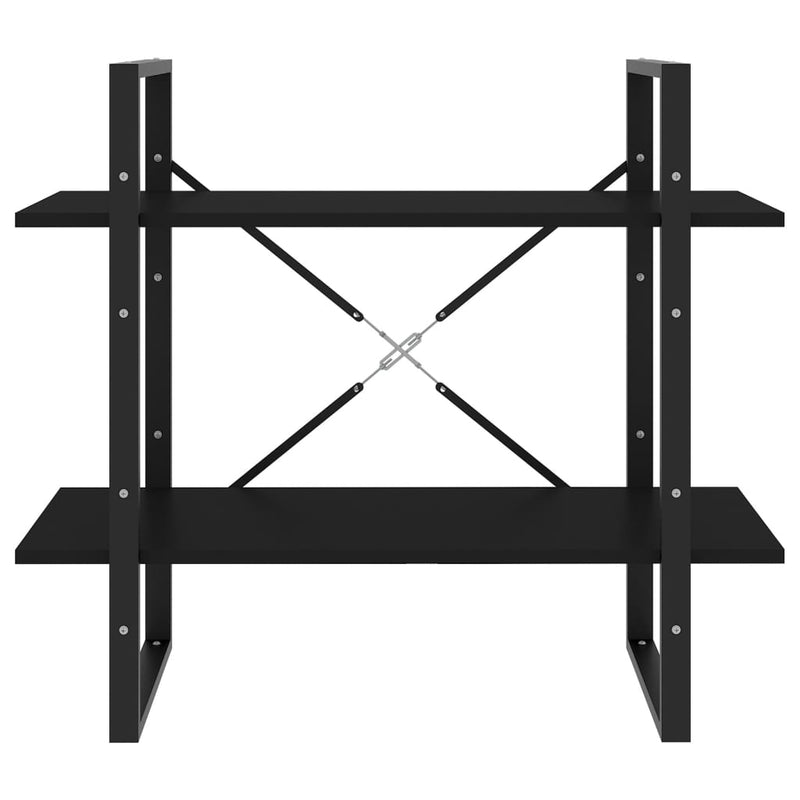 vidaXL 2-szintes fekete szerelt fa könyvszekrény 80 x 30 x 70 cm