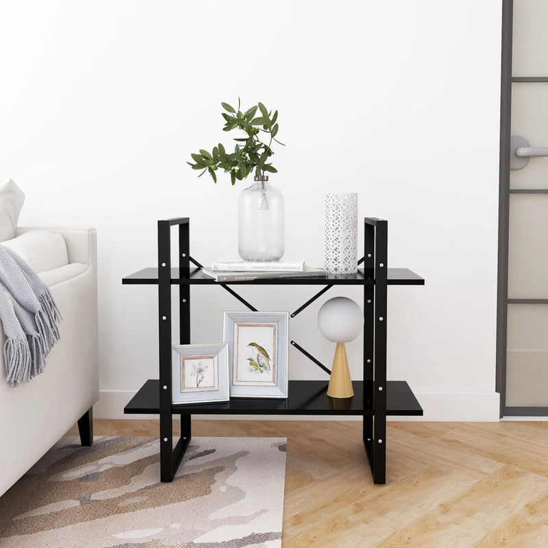 vidaXL 2-szintes fekete szerelt fa könyvszekrény 80 x 30 x 70 cm