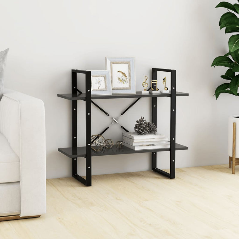 vidaXL 2-szintes szürke szerelt fa könyvszekrény 80 x 30 x 70 cm
