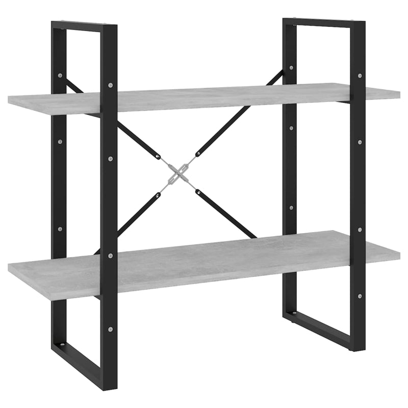 vidaXL 2-szintes betonszürke szerelt fa könyvszekrény 80 x 30 x 70 cm