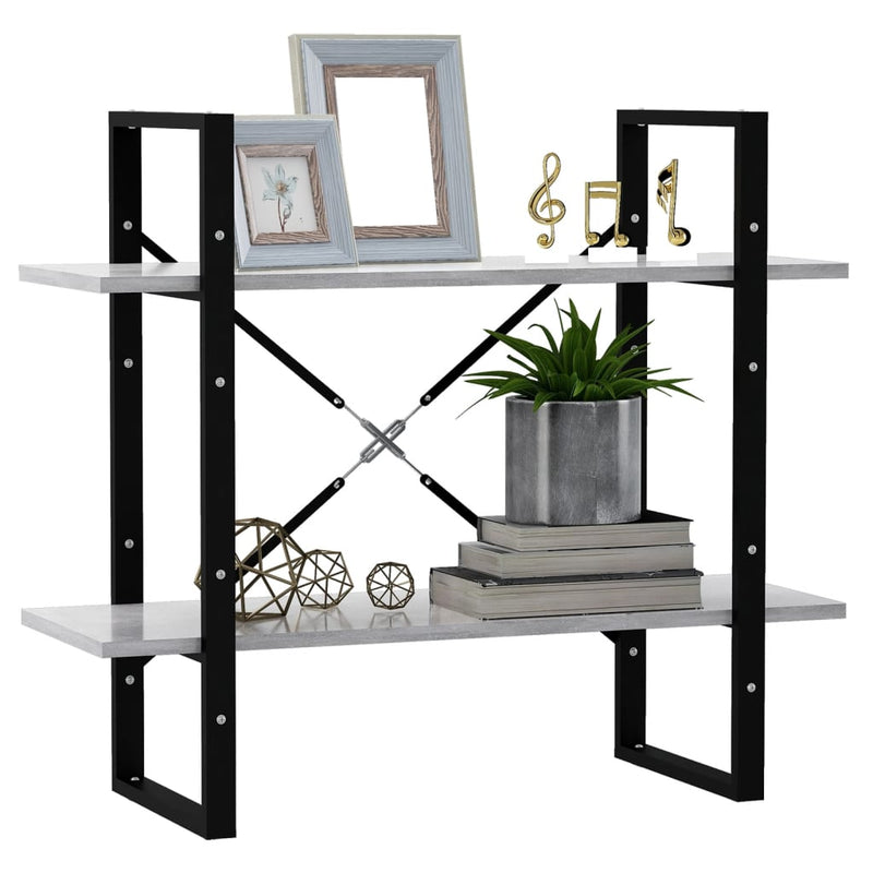 vidaXL 2-szintes betonszürke szerelt fa könyvszekrény 80 x 30 x 70 cm