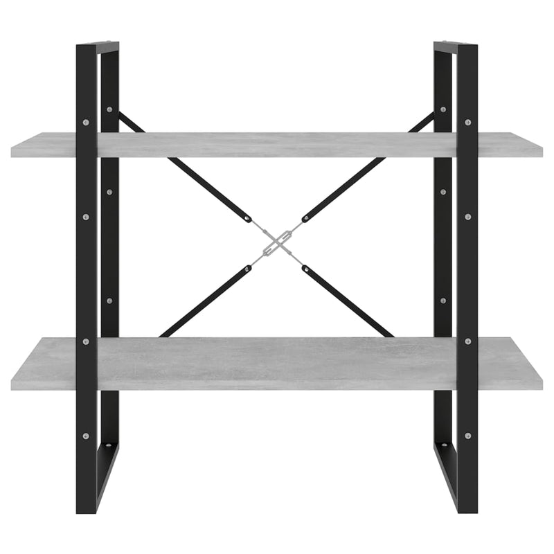 vidaXL 2-szintes betonszürke szerelt fa könyvszekrény 80 x 30 x 70 cm
