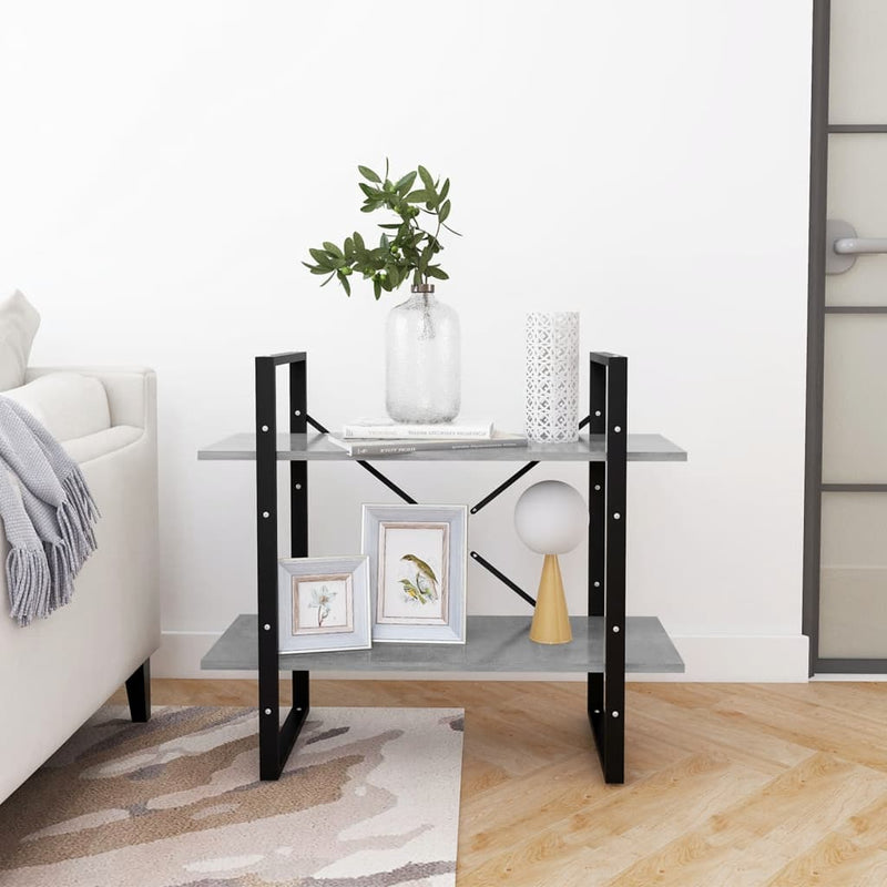 vidaXL 2-szintes betonszürke szerelt fa könyvszekrény 80 x 30 x 70 cm