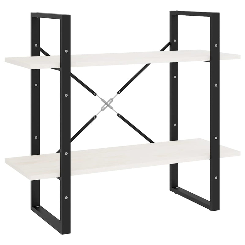vidaXL kétszintes fehér tömör fenyőfa könyvszekrény 80 x 30 x 70 cm