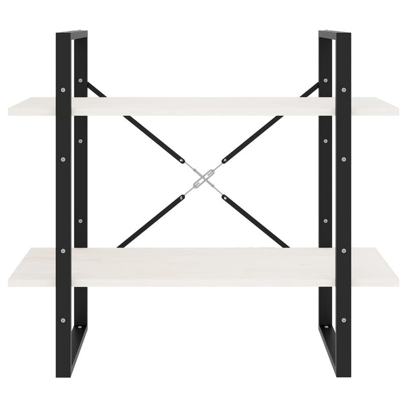 vidaXL kétszintes fehér tömör fenyőfa könyvszekrény 80 x 30 x 70 cm