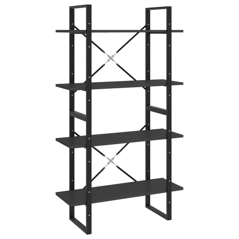 vidaXL négyszintes szürke szerelt fa könyvszekrény 80 x 30 x 140 cm