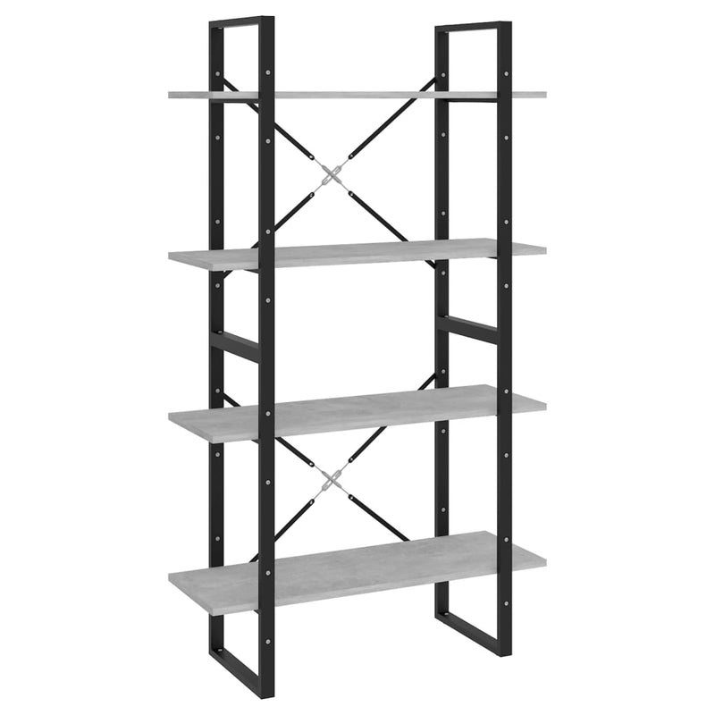 vidaXL négyszintes betonszürke szerelt fa könyvszekrény 80x30x140 cm