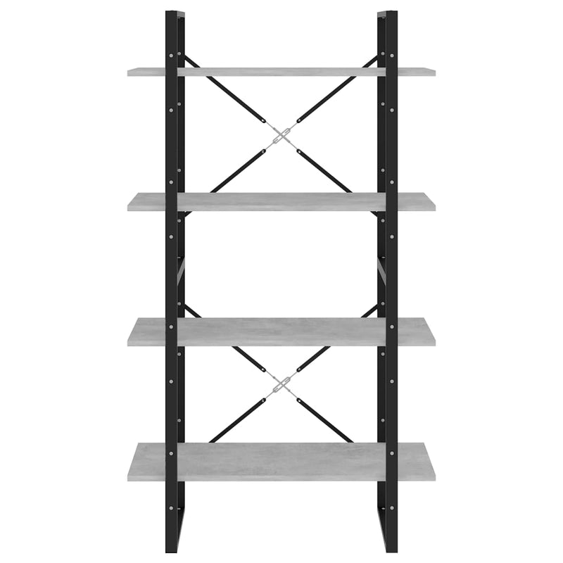 vidaXL négyszintes betonszürke szerelt fa könyvszekrény 80x30x140 cm