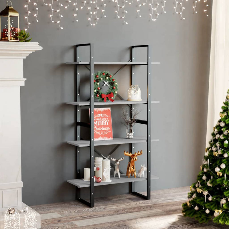 vidaXL négyszintes betonszürke szerelt fa könyvszekrény 80x30x140 cm