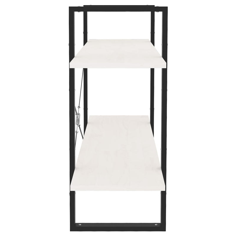 vidaXL kétszintes fehér tömör fenyőfa könyvszekrény 100 x 30 x 70 cm