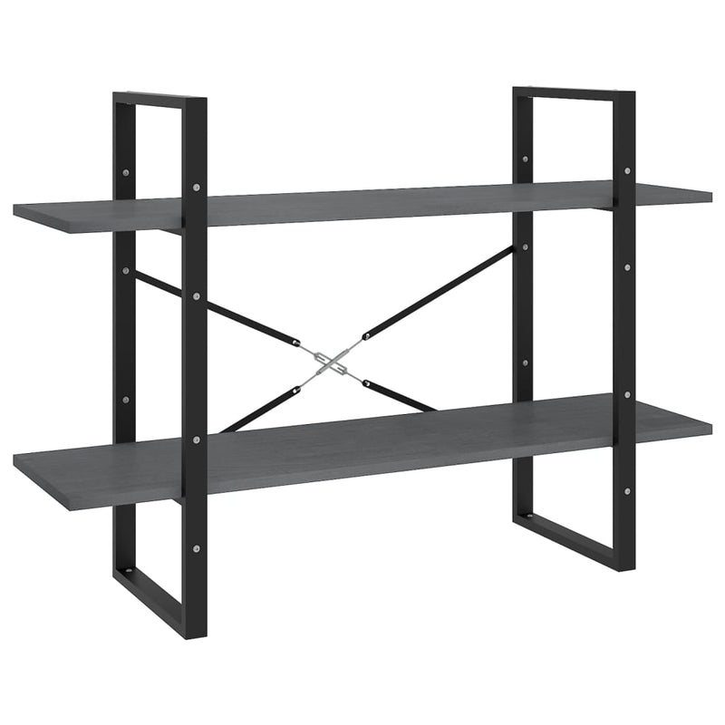 vidaXL kétszintes szürke tömör fenyőfa könyvszekrény 100 x 30 x 70 cm