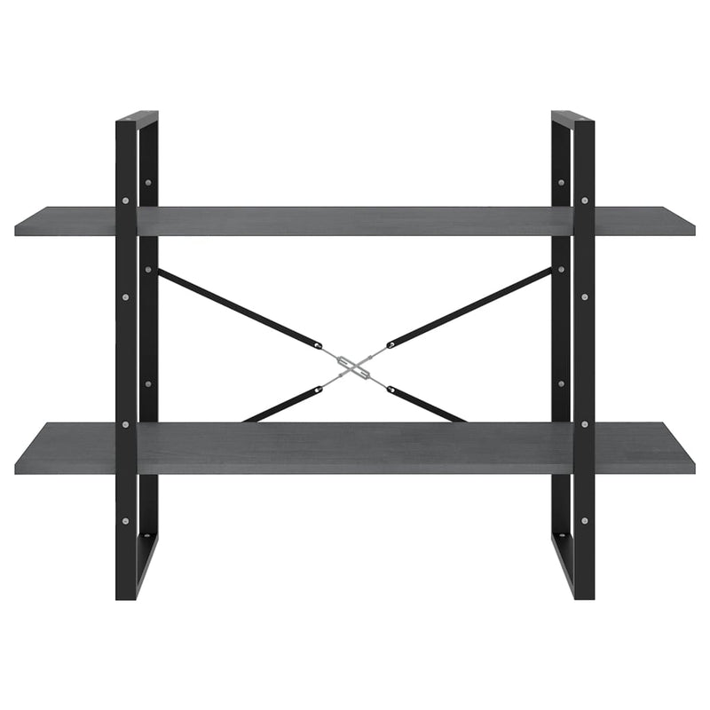 vidaXL kétszintes szürke tömör fenyőfa könyvszekrény 100 x 30 x 70 cm