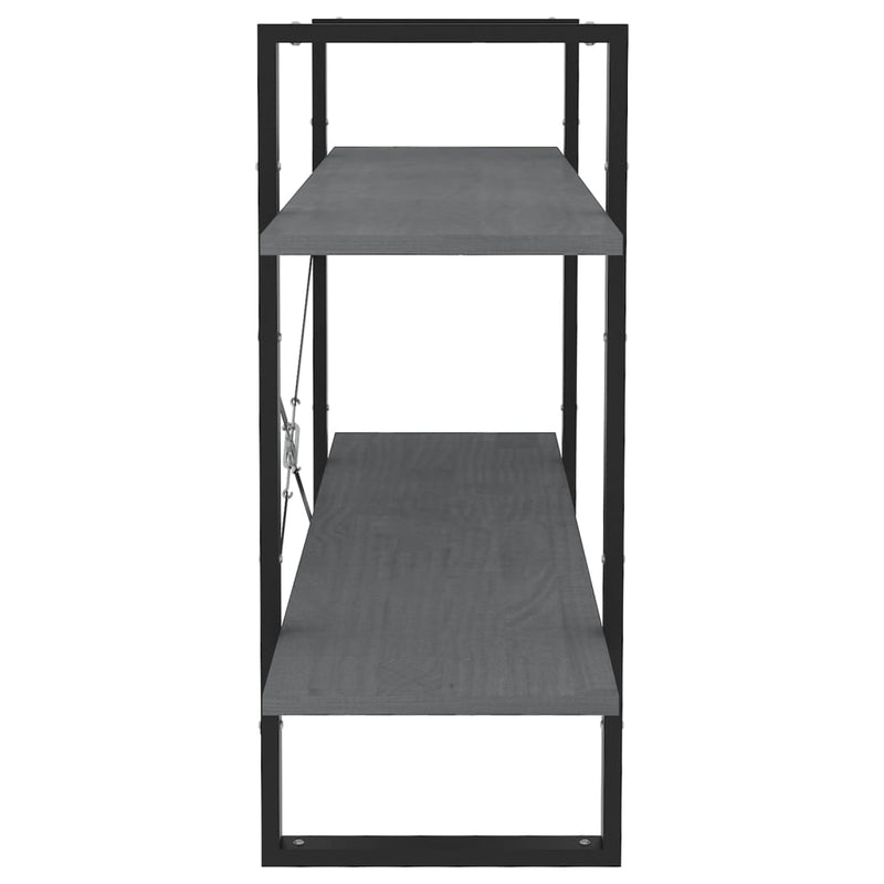 vidaXL kétszintes szürke tömör fenyőfa könyvszekrény 100 x 30 x 70 cm