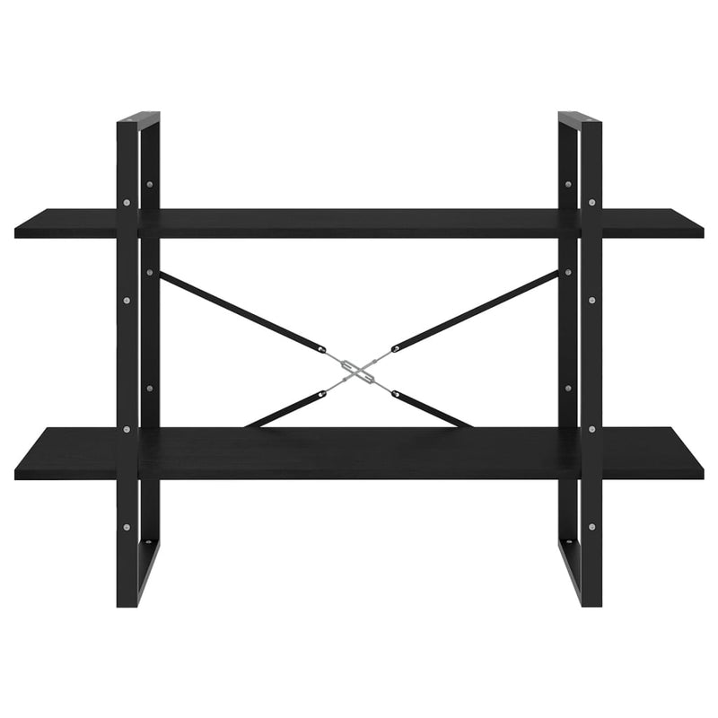 vidaXL 2-szintes fekete tömör fenyőfa könyvszekrény 100 x 30 x 70 cm