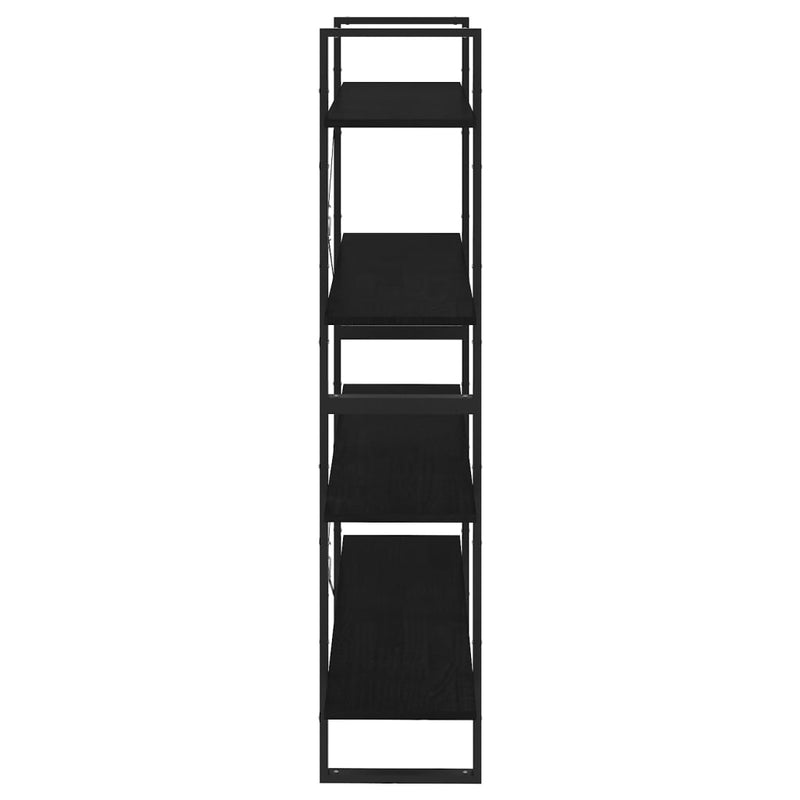 vidaXL négyszintes fekete tömör fenyőfa könyvszekrény 100x30x140 cm