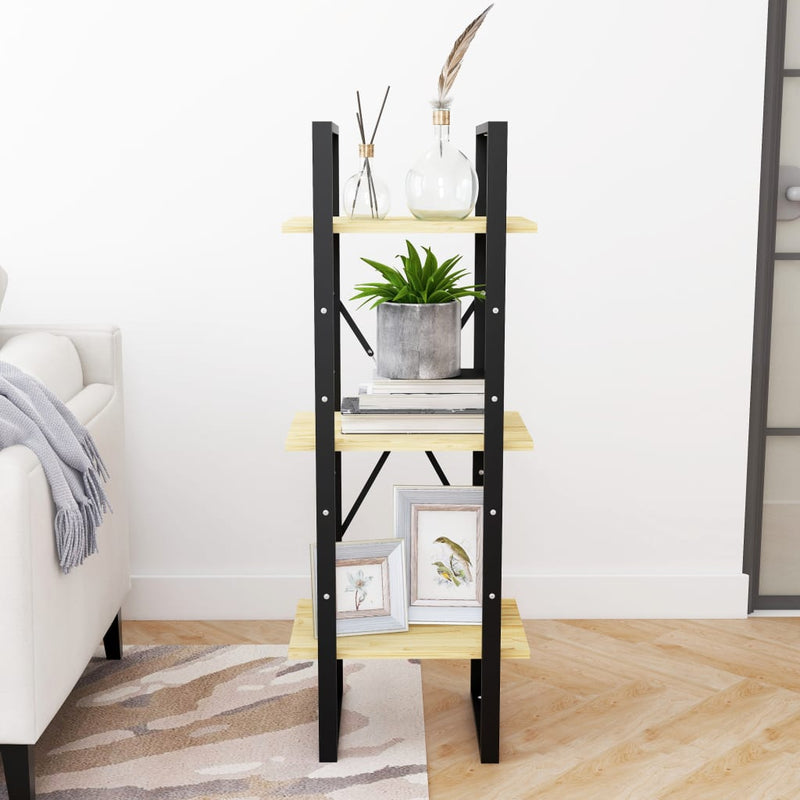 vidaXL háromszintes tömör fenyőfa könyvszekrény 40 x 30 x 105 cm