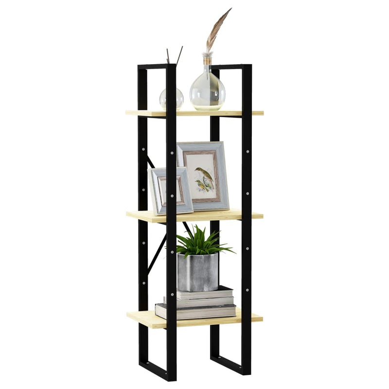 vidaXL háromszintes tömör fenyőfa könyvszekrény 40 x 30 x 105 cm