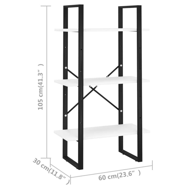 vidaXL fehér forgácslap tárolópolc 60 x 30 x 105 cm