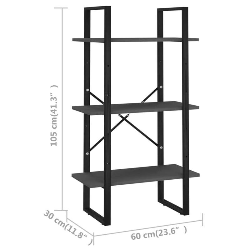 vidaXL szürke forgácslap tárolópolc 60 x 30 x 105 cm