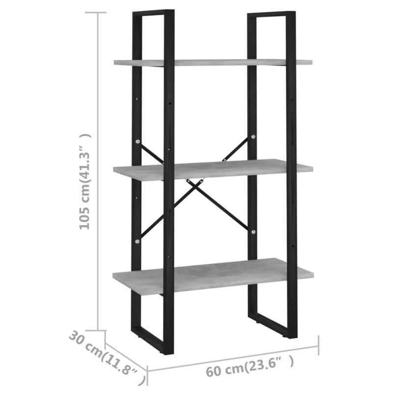 vidaXL szürke forgácslap tárolópolc 60 x 30 x 105 cm