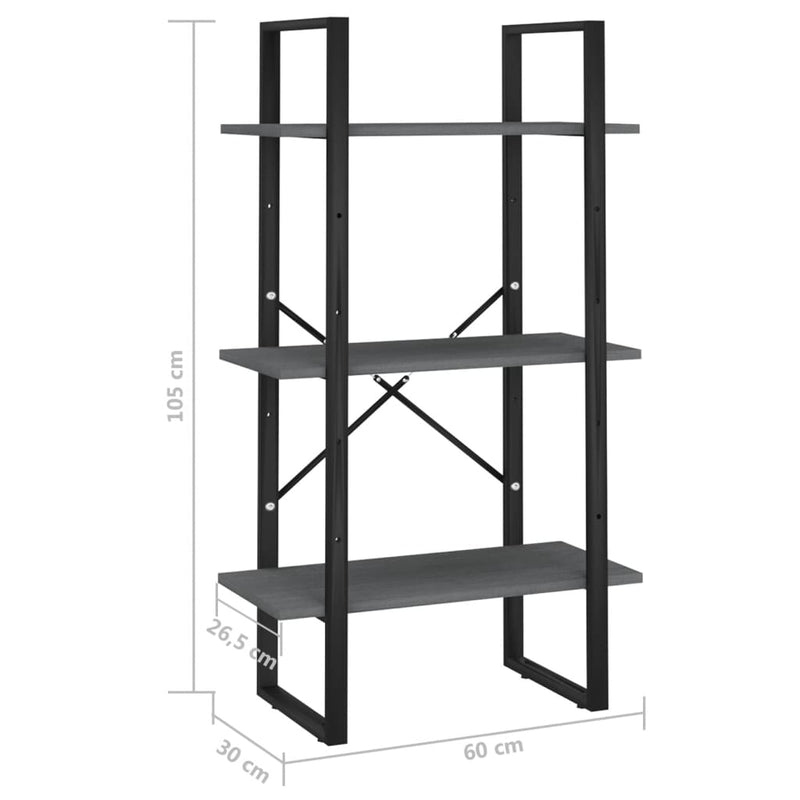 vidaXL szürke tömör fenyőfa tárolópolc 60 x 30 x 105 cm