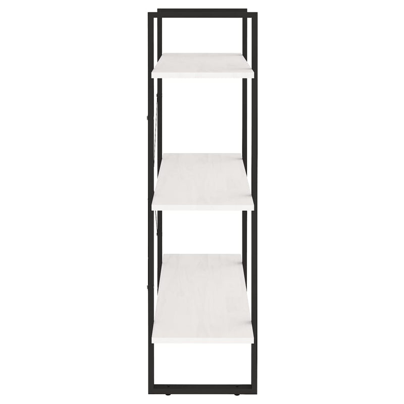 vidaXL háromszintes fehér tömör fenyőfa könyvszekrény 80 x 30 x 105 cm