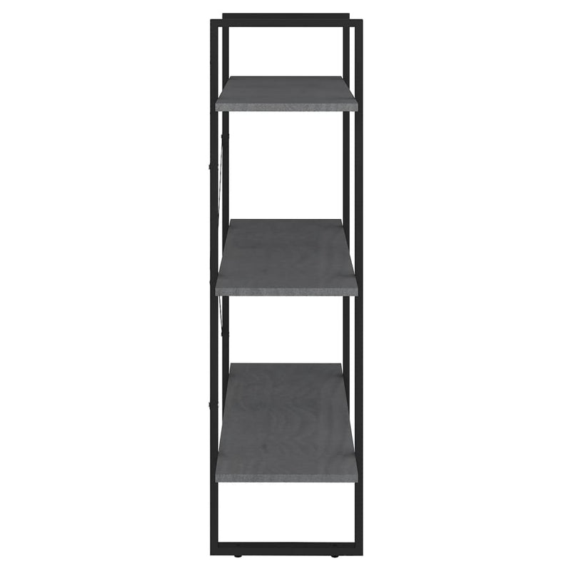 vidaXL háromszintes szürke tömör fenyőfa könyvszekrény 80x30x105 cm